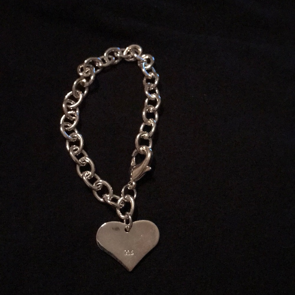 925 silver chain bracelet with heart charm